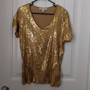 NWOT Michael Kors Gold Sequin T-shirt